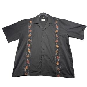David Carey Originals Short Sleeve Shirt  Button Up Size 2XL‎ Guitars embroided